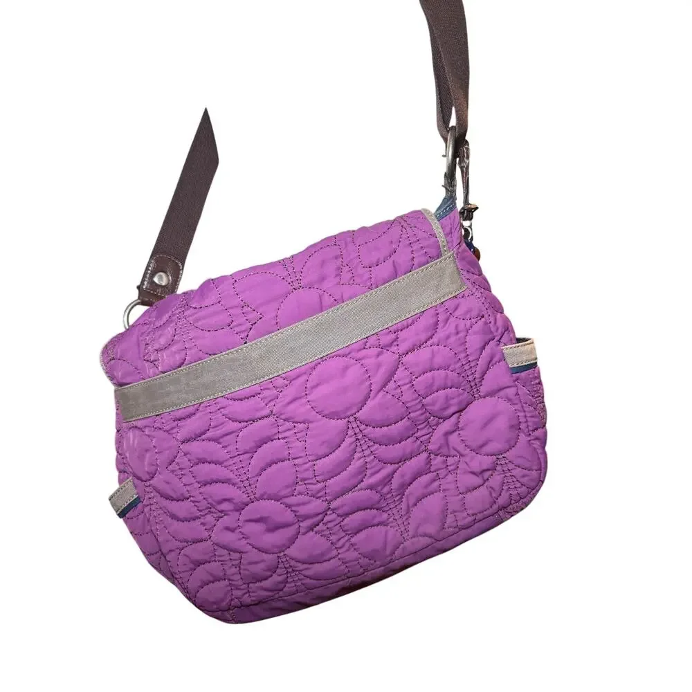 Fossil Key-Per Purple Boho Floral Quilted Messenger Shoulder Bag - Picture 4 of 8